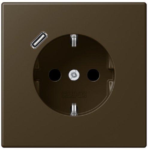 Розетка с заземлением +1хUSB тип C без рамки Jung LS990 metal 1-м. античная латунь картинка